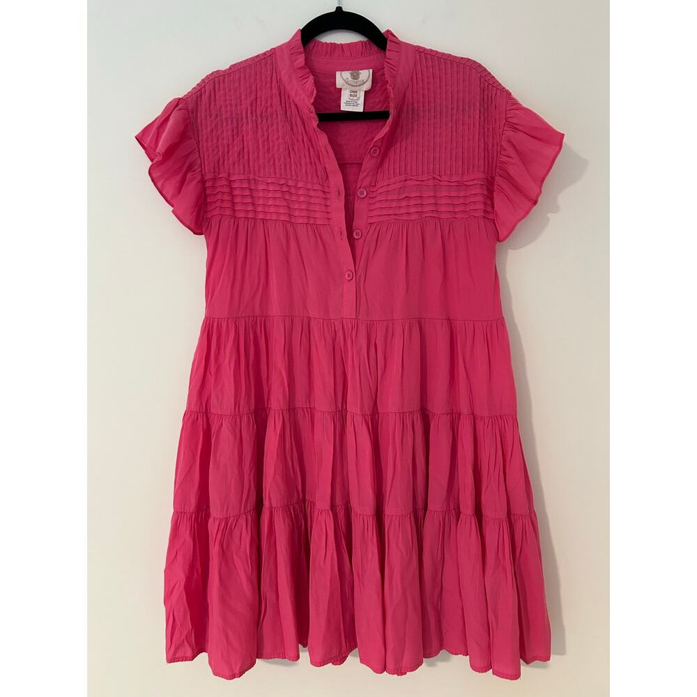 Muche et Muchette Vera Shift $269 Tiered Voile Mini Dress One Size Pink EUC M L